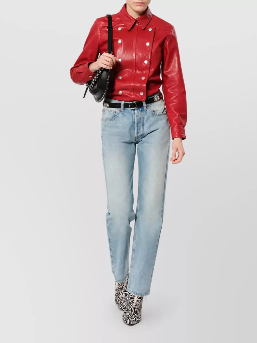 Isabel Marant Lambskin Double-Breasted Leather Shirt Jacket