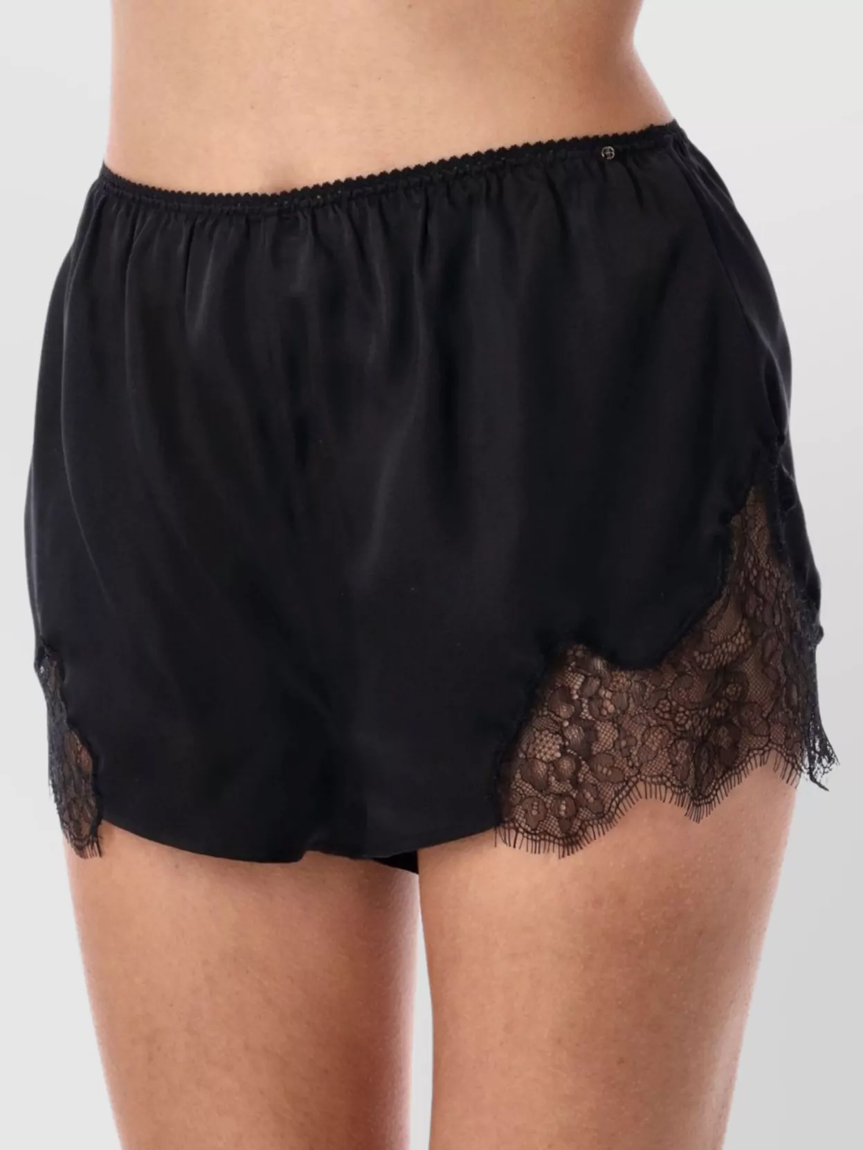 Anine Bing Lingerie Silk Shorts Lace Trim