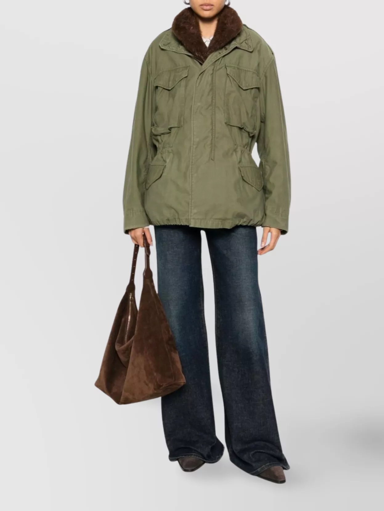 Front Street Long Sleeve Parka With Drawstring And Pockets