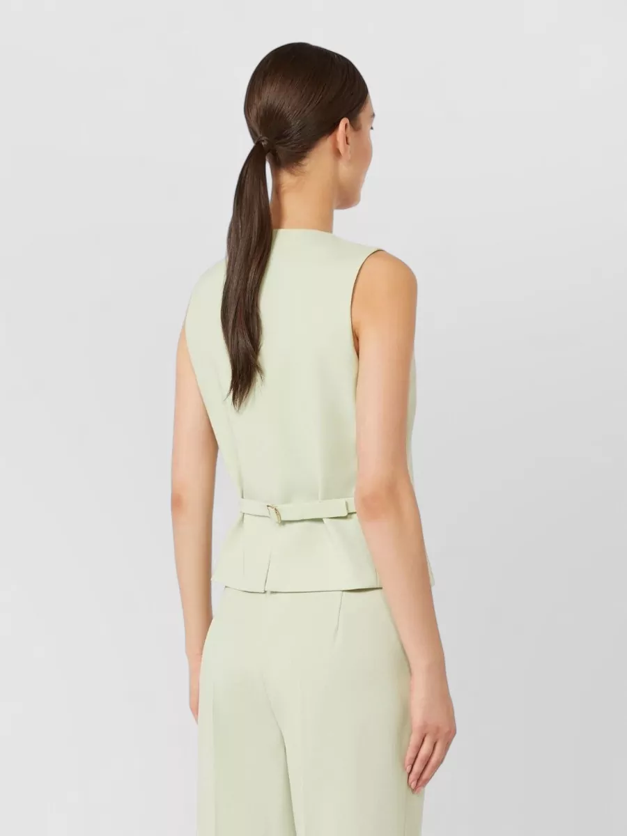 S Max Mara Wool Crepe Vest V Neckline