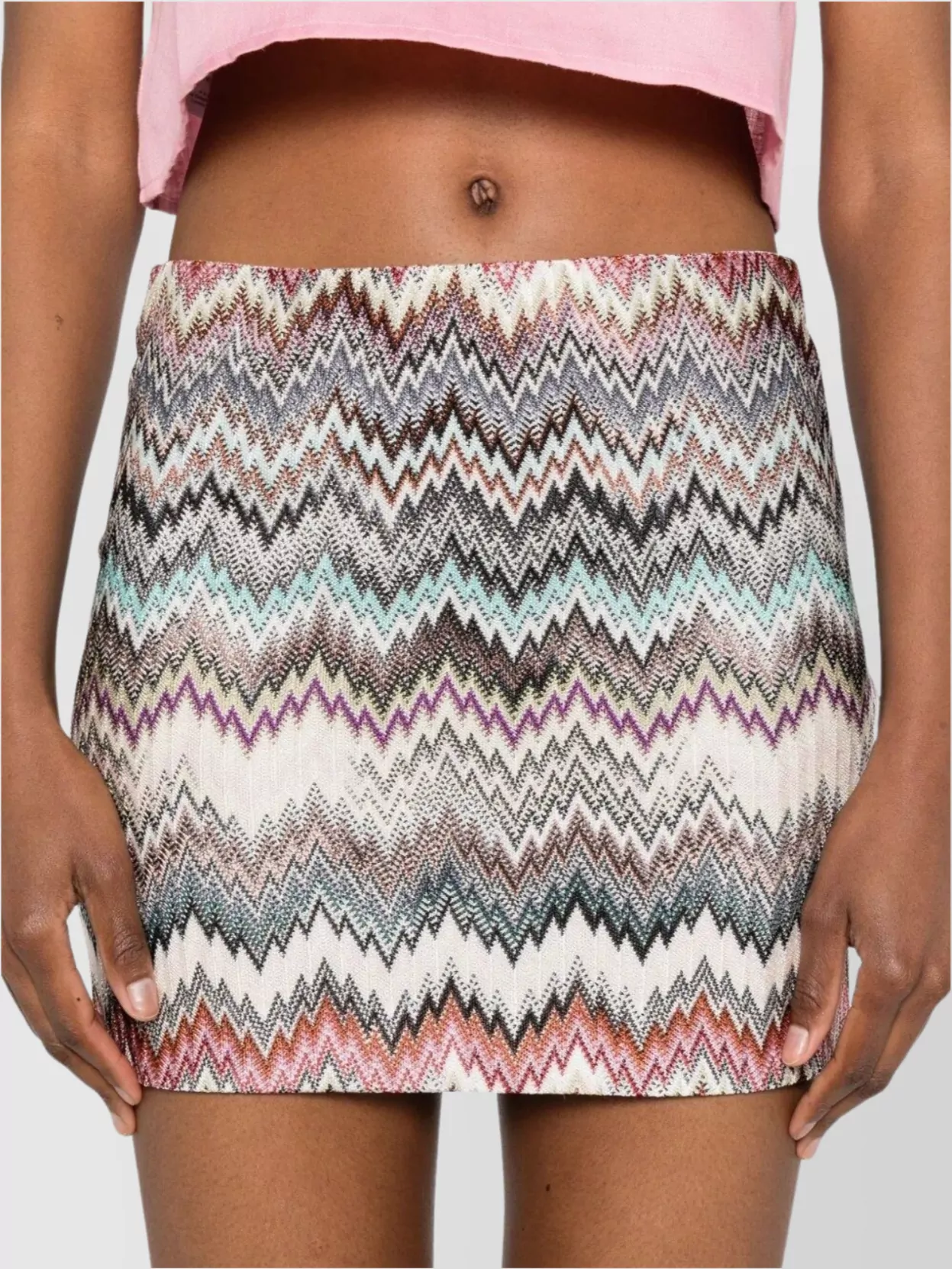 Missoni Handcrafted Zigzag Patterned Above-The-Knee Skirt