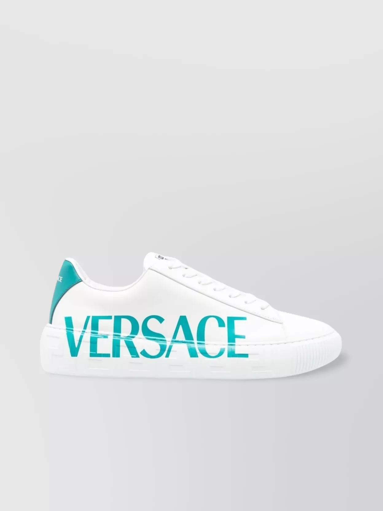 Shop Versace Greca Print Low-top Sneakers In White