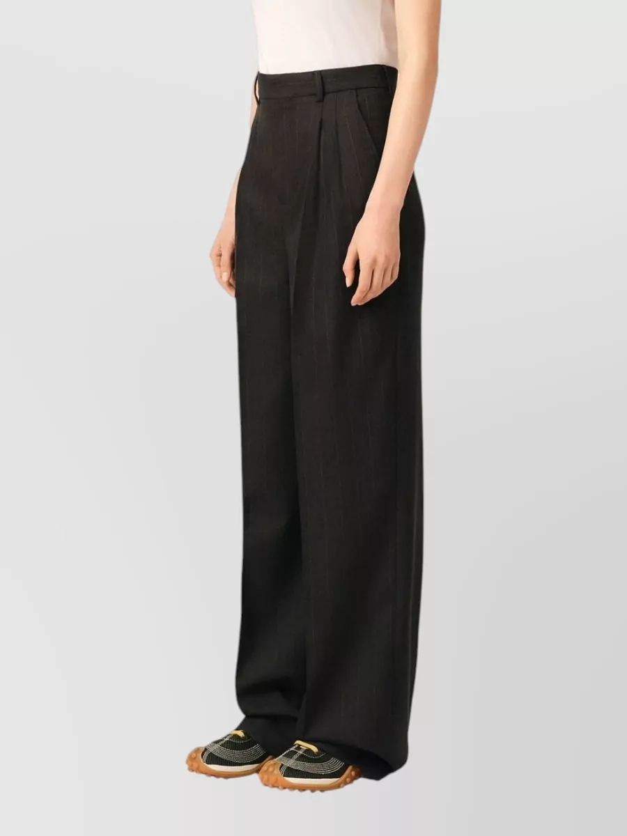Ami Paris Wool High-Rise Wide-Leg Pleated Tailored Trousers