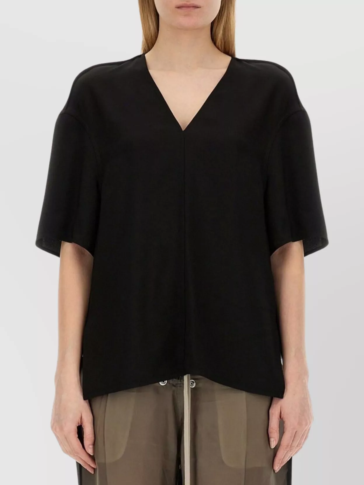 Rick Owens V-Neck Relaxed Fit Short Sleeve Top