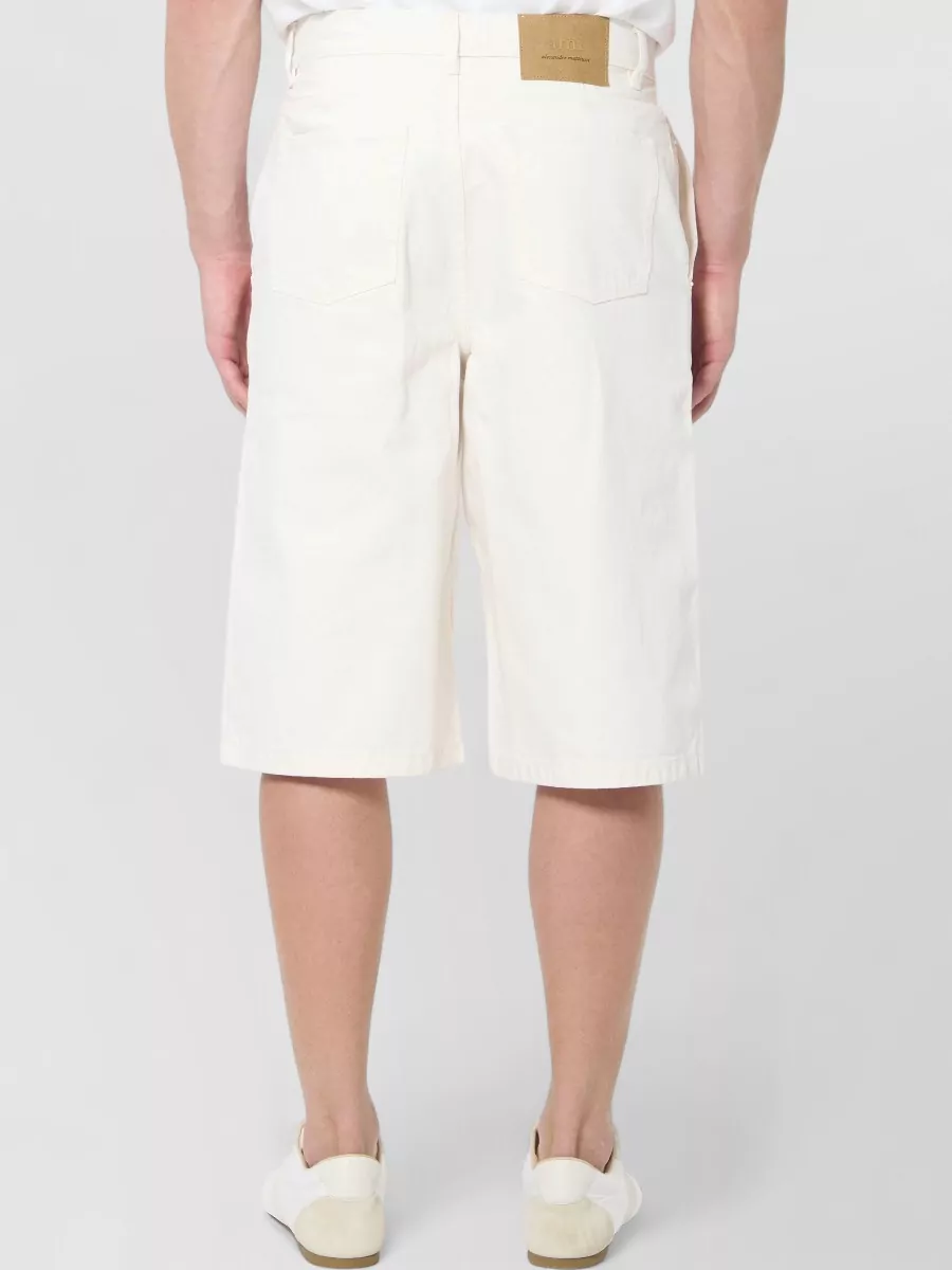 Ami Paris Cotton Twill Mid-Rise Wide-Leg Loose-Fit Bermuda Shorts