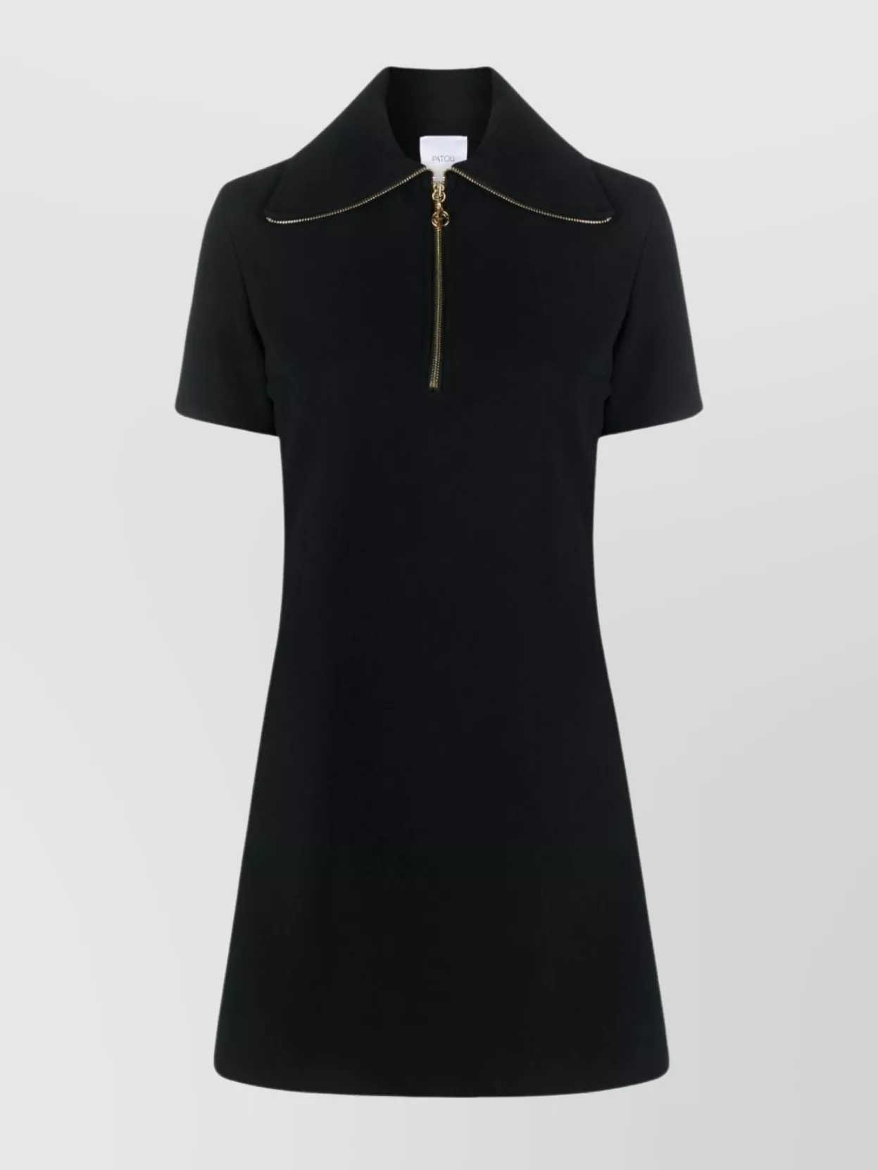 Shop Patou Sleeve Zipper Collar Dress In Black