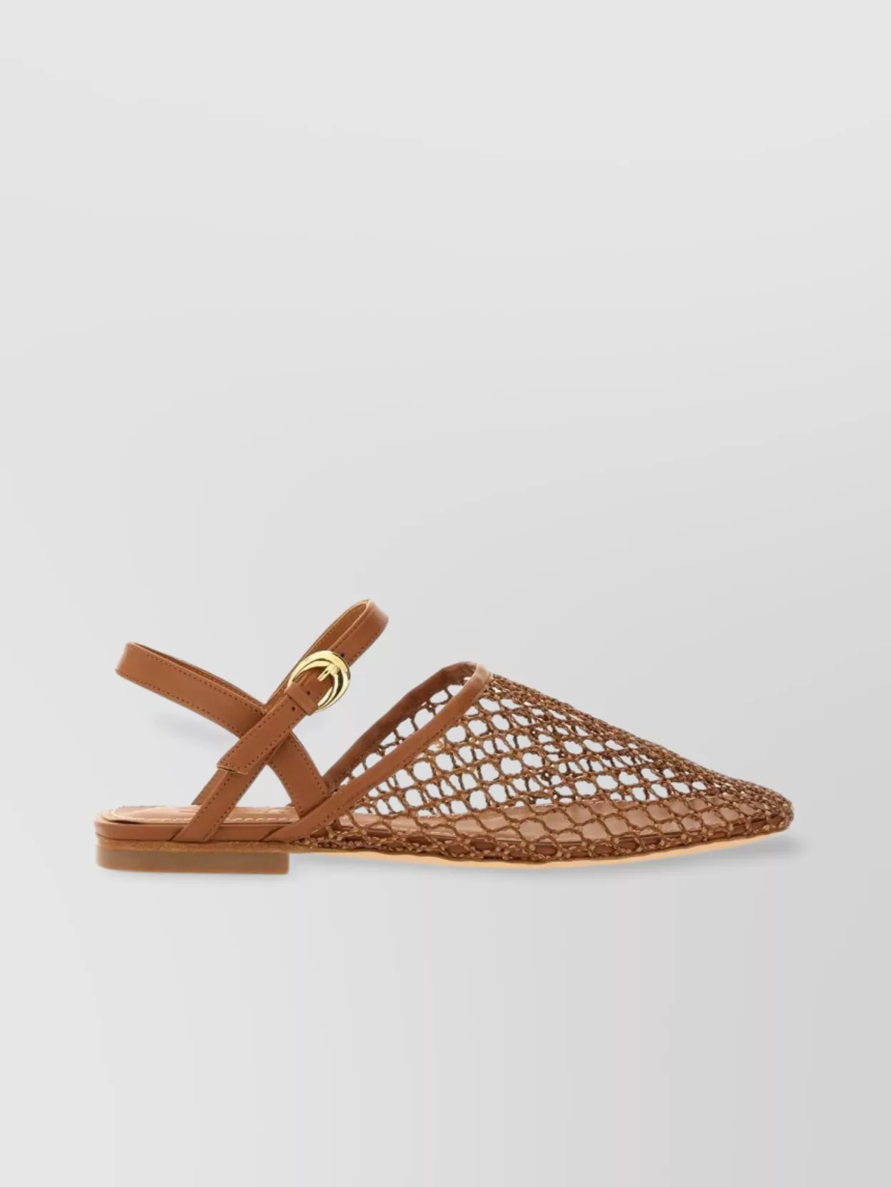 Staud Mesh Square Toe Sandals With Gold Hardware