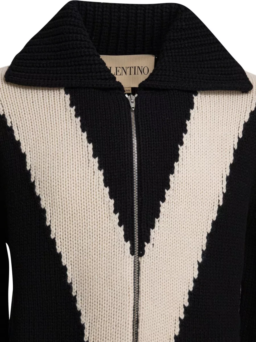 Valentino Cardigan V Motif Long Sleeves Pockets