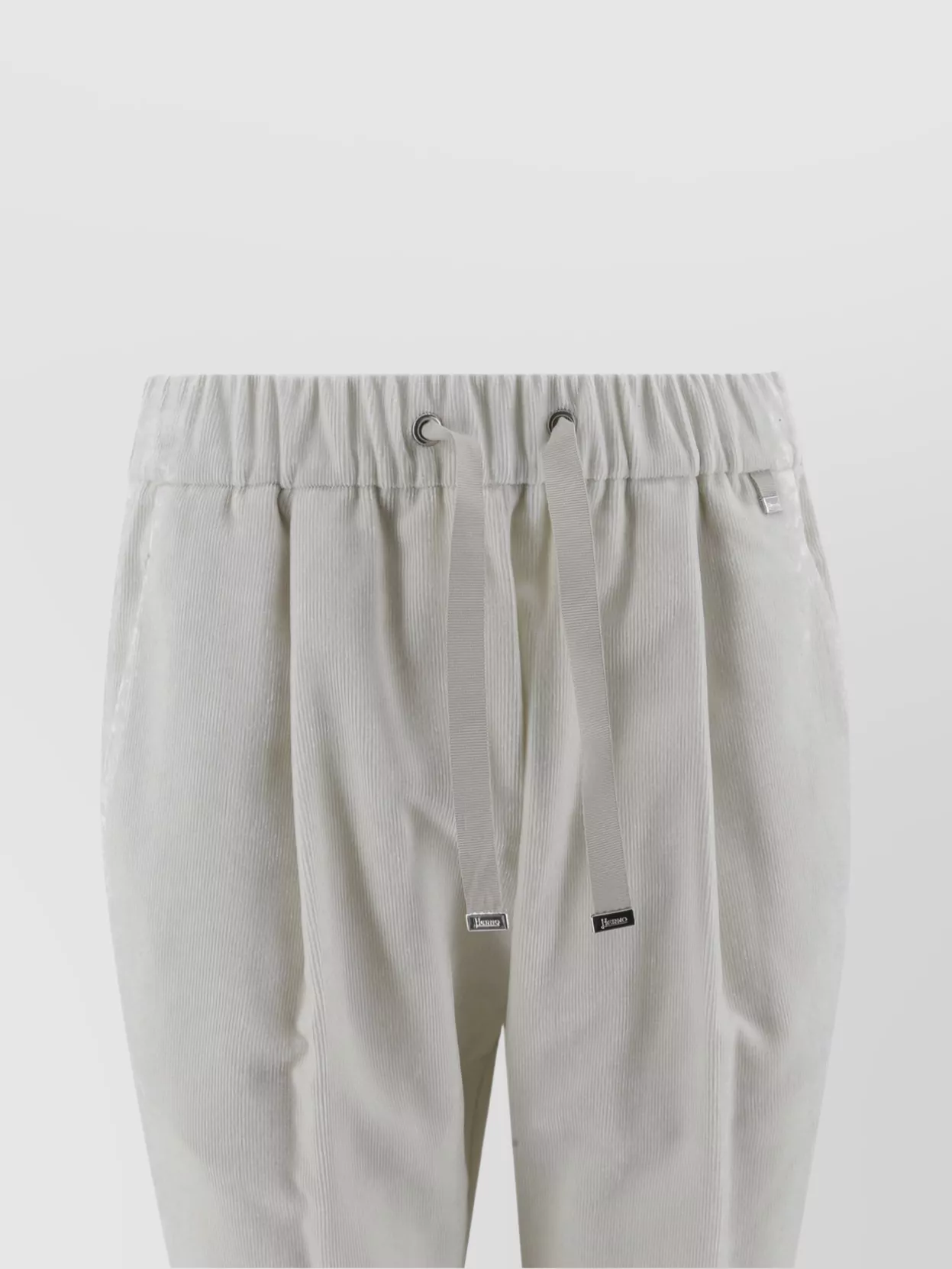 Herno Velvet Trousers With Relaxed Fit And Hip Pockets In Neutral
