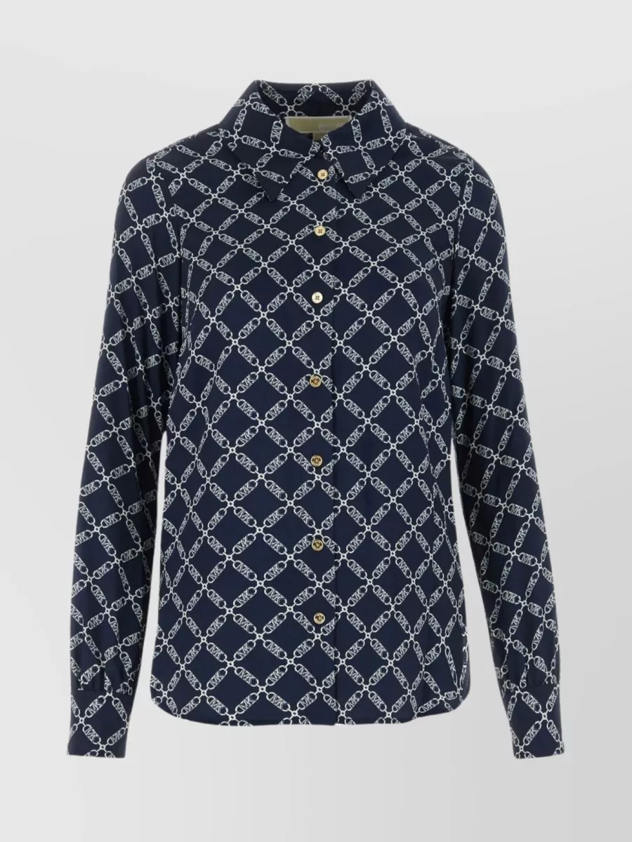 Shop Michael Kors Printed Pattern Polyester Shirt In Blue