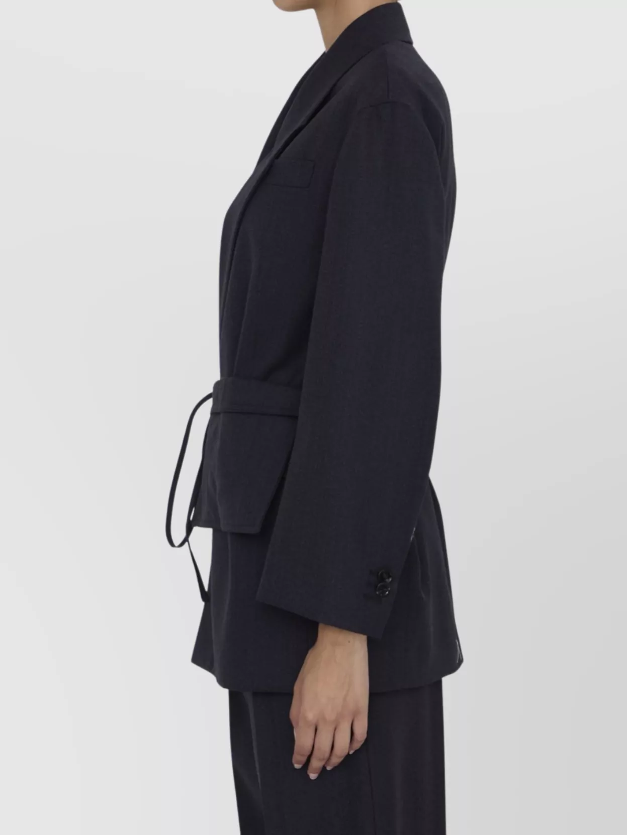 Bottega Veneta Belted Wool Jacket Detachable Pouch