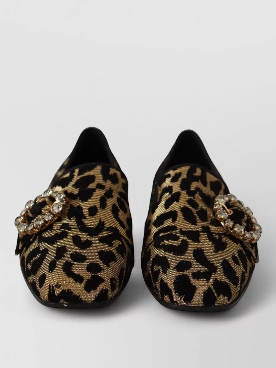 Dolce&Gabbana leopard-print crystal-embellished loafers