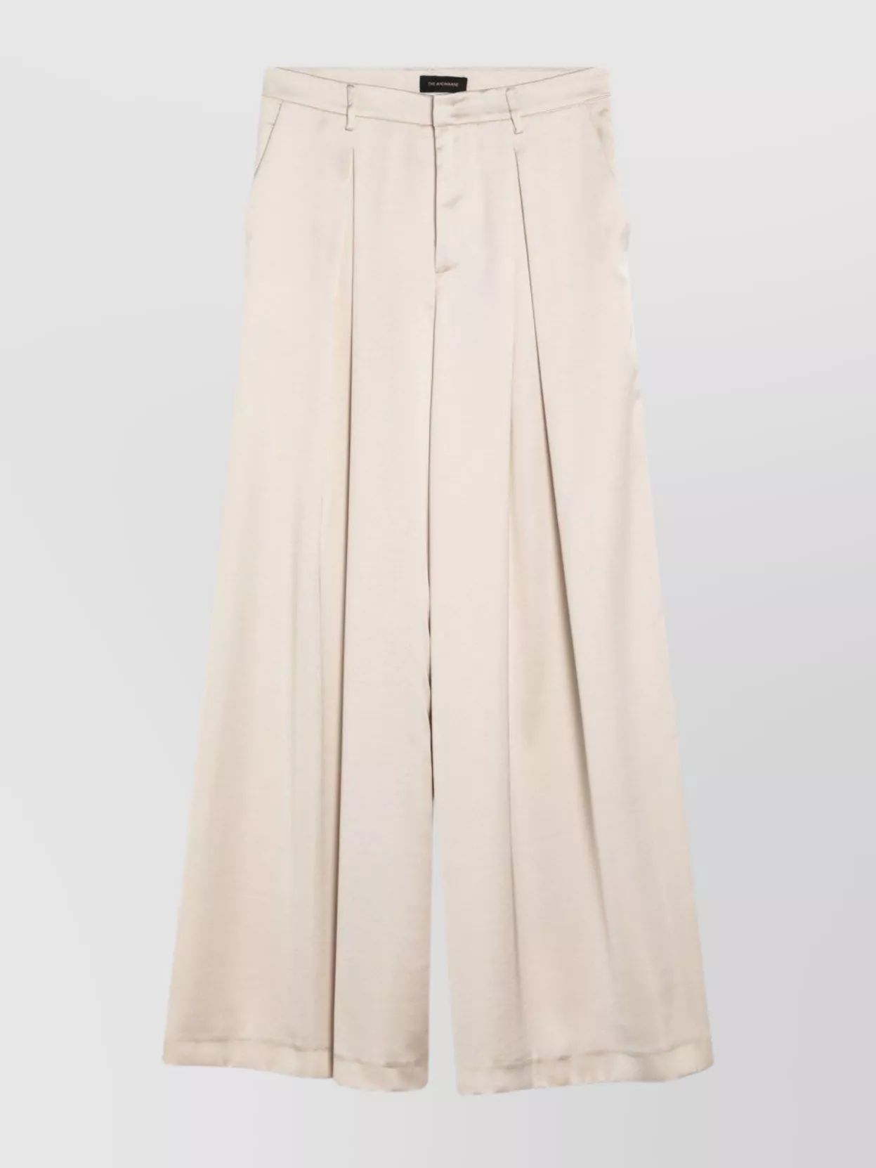 The Andamane Front Pleats Wide Leg Trousers In Neutral