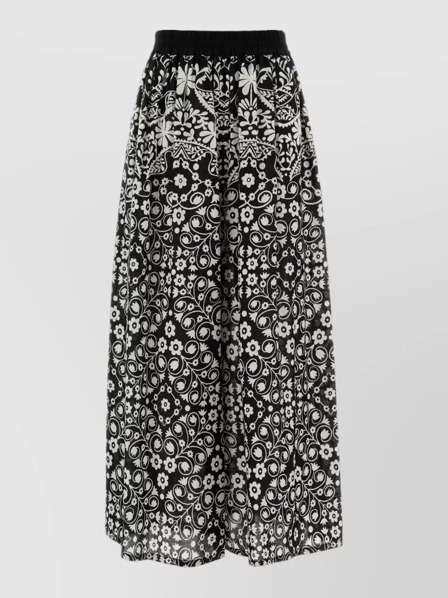 Weekend Max Mara Printed Cotton High-Rise Midi Skirt