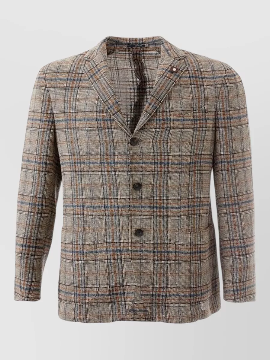 Lardini linen checked blazer