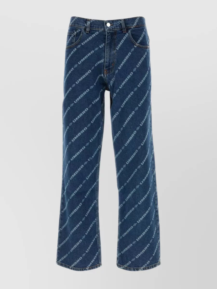 Shop Umbro Flared Hemline Denim Trousers In Blue