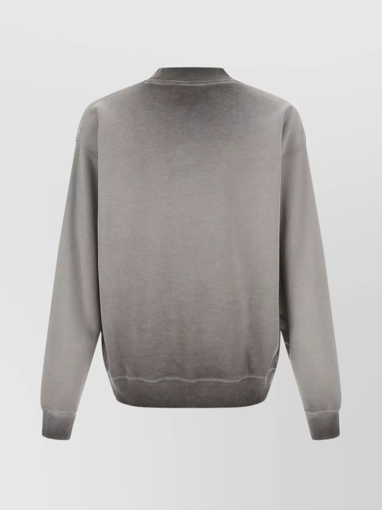 Off-white Crew Neck Long Sleeve Sweatshirt With Ribbed Cuffs In Gray