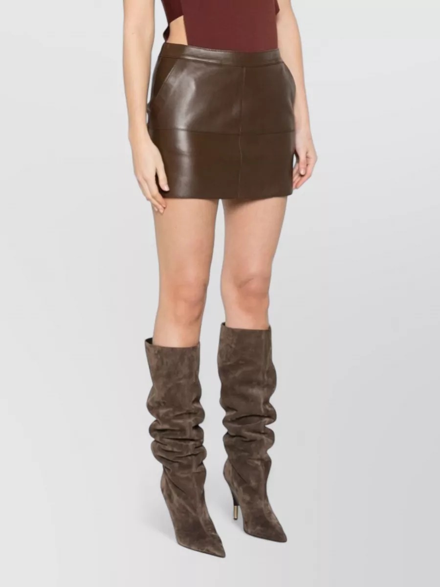 Parosh Leather Paneled Mini Skirt