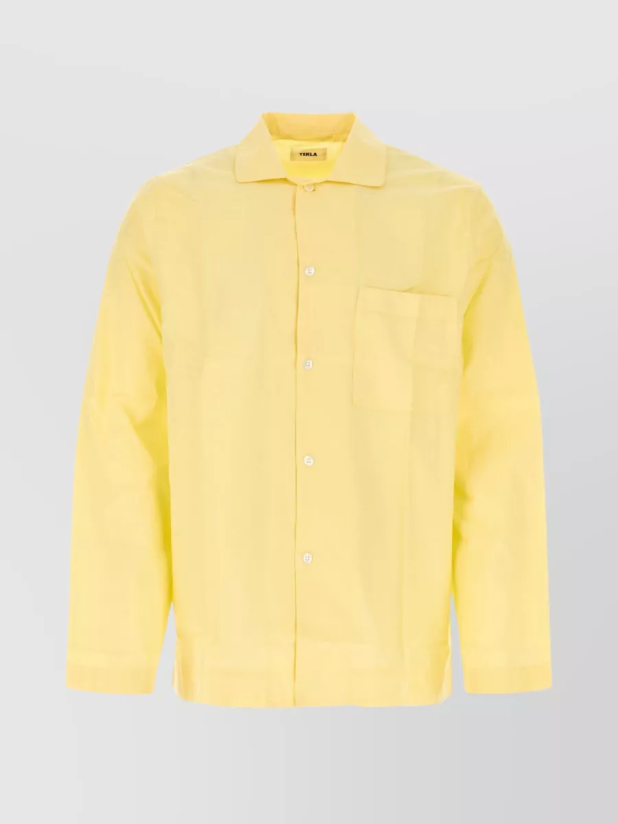 Shop Tekla Organic Cotton Sleep Shirt With Long Sleeves In Pastel