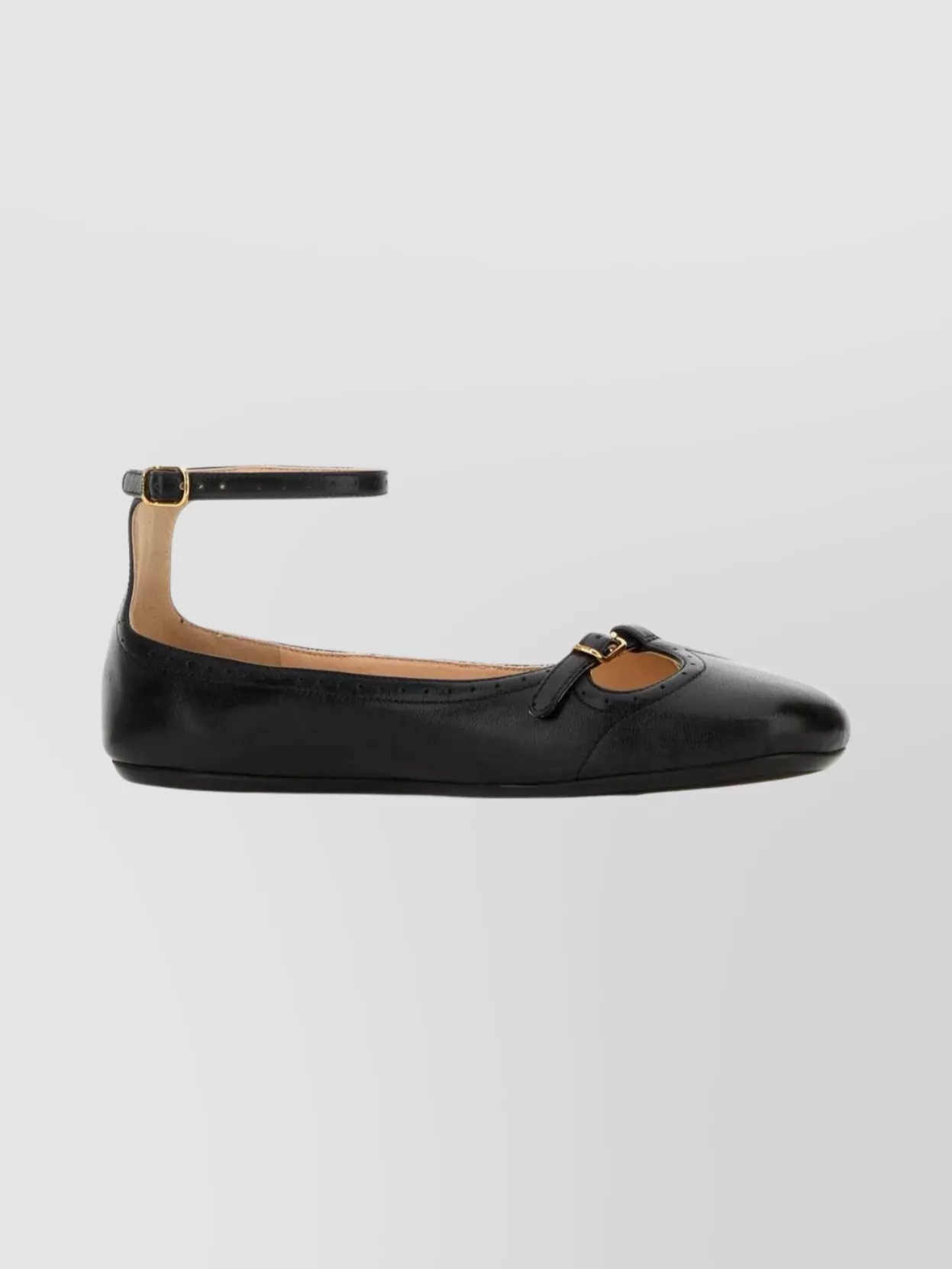 Chloé Leather Ballerina Shoes Featuring Buckle Detail In Black