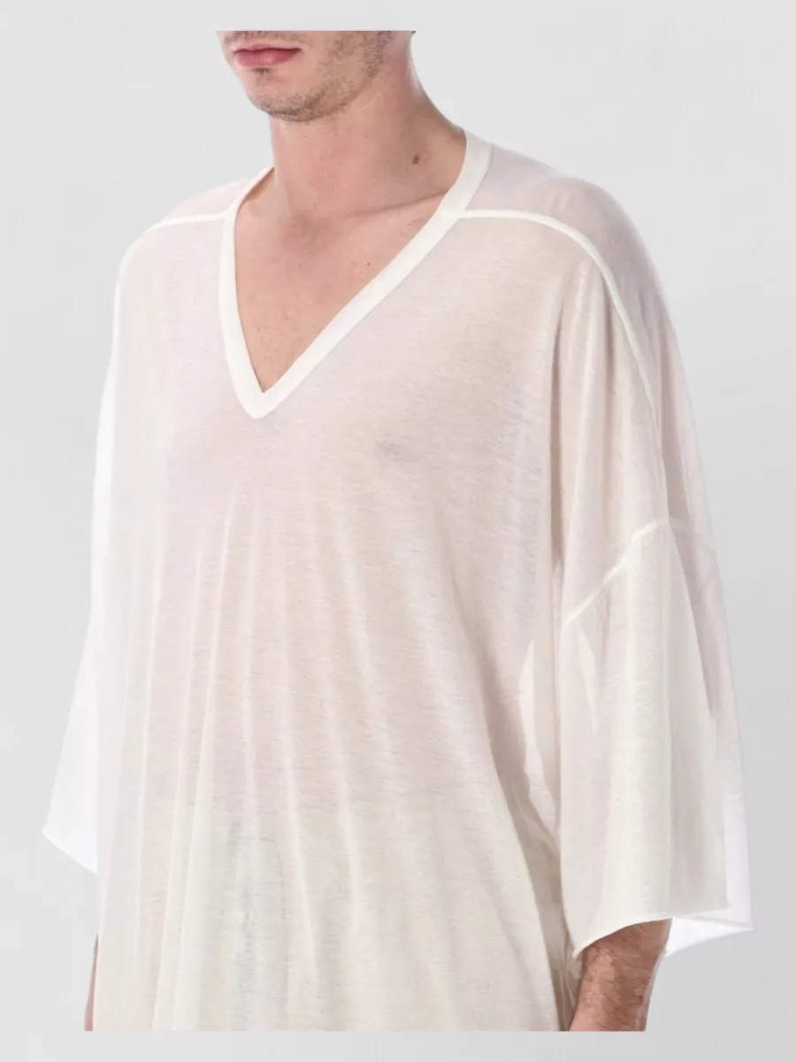 Rick Owens V Neck Jumbo Cotton Jersey T Shirt