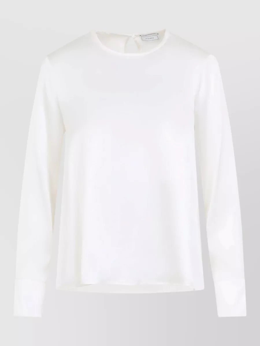 Peserico Silk Satin Long-Sleeve Blouse
