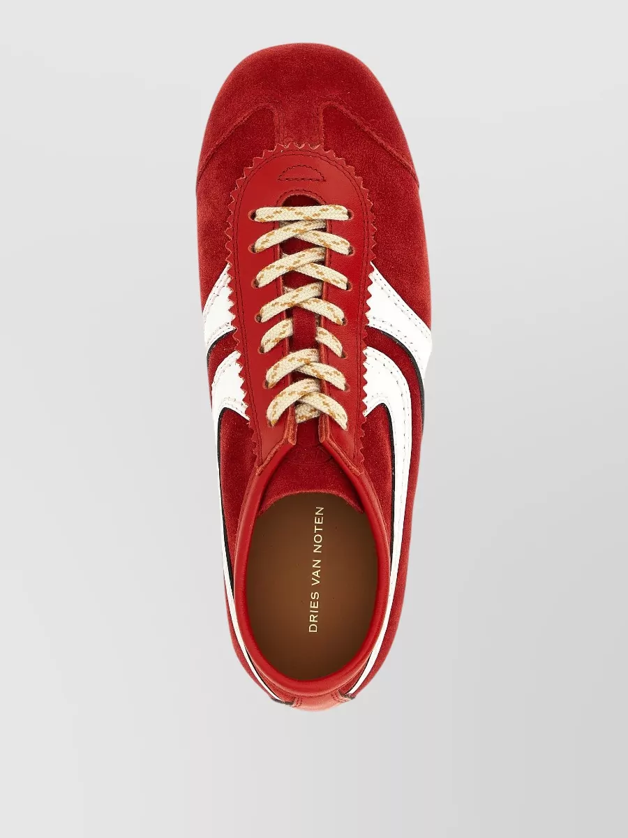 Dries Van Noten Suede Sneakers Contrast Stripe Low Top Rubber