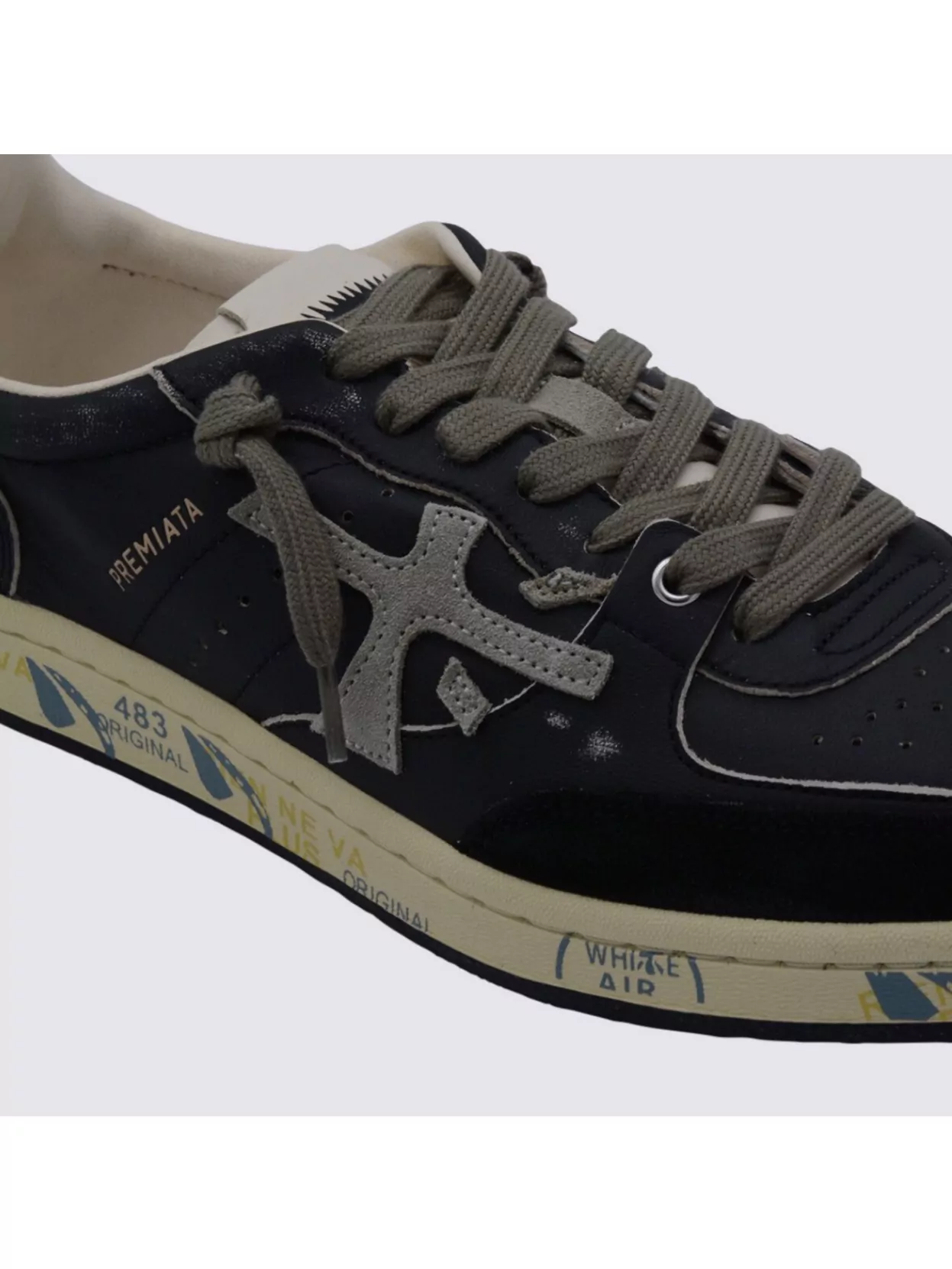 Premiata Casual Sneakers With Contrast Sole And Perforated Detailing