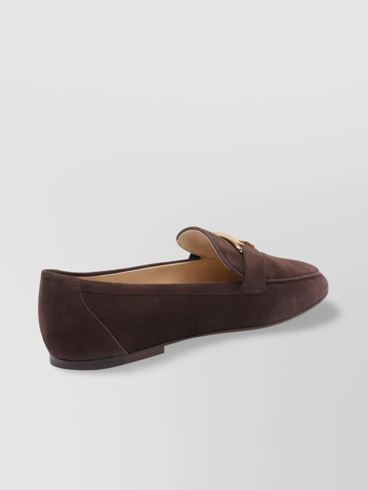 Tod's Almond Toe Suede Loafers Gold Hardware