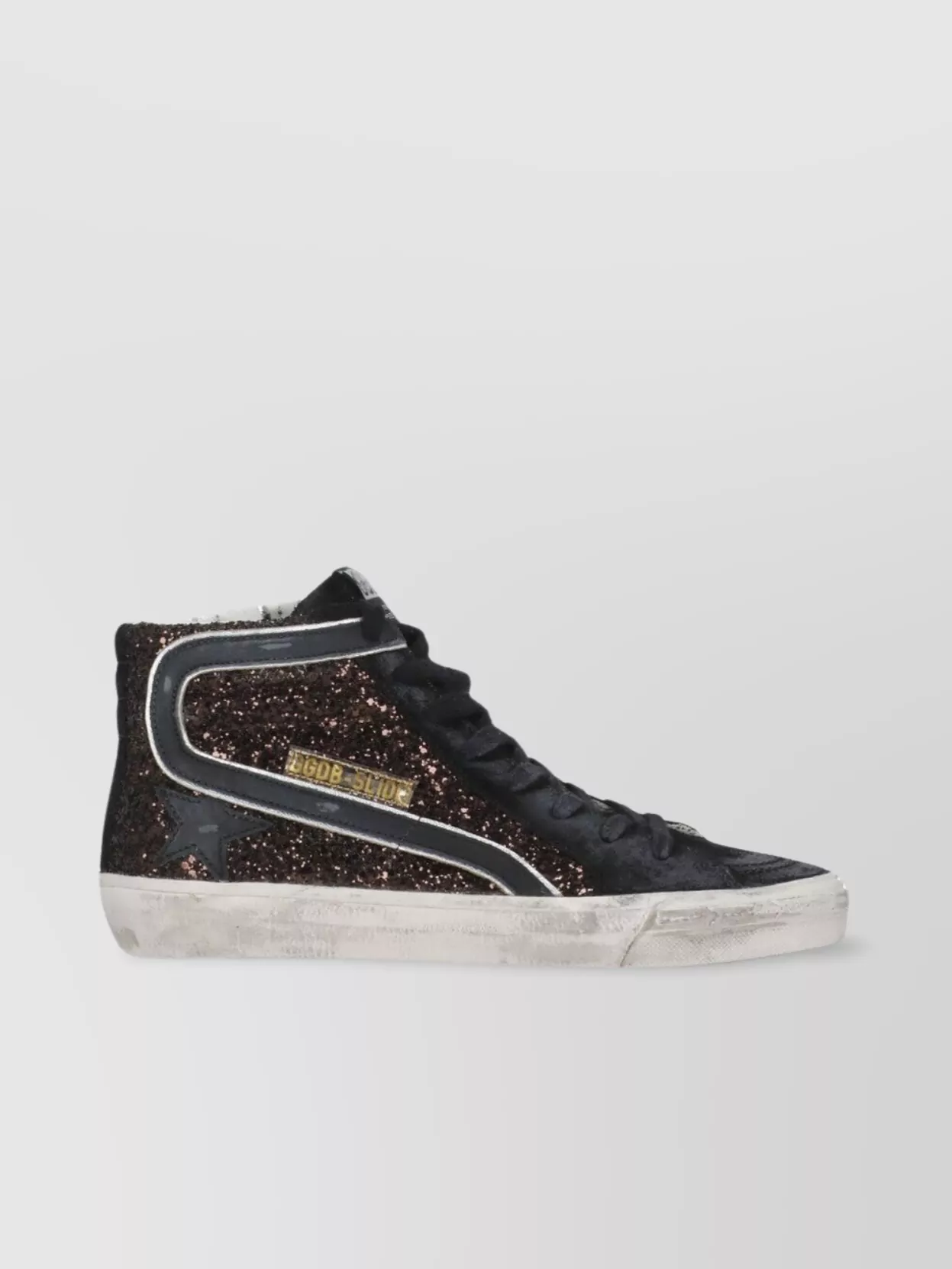 Golden Goose Leather High Top Sneakers Glitter Detail