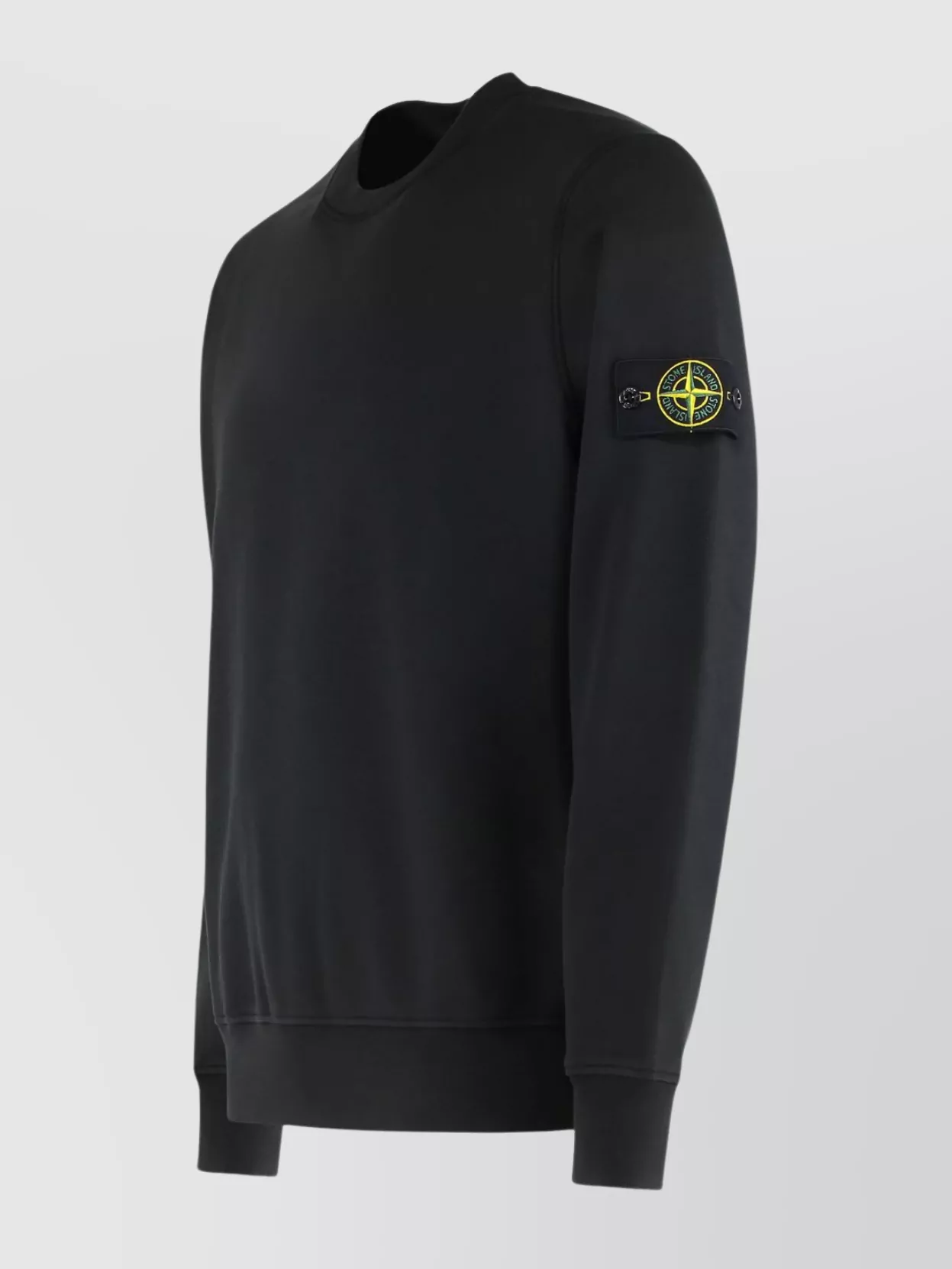 Stone Island Crew Neck Cotton Sweatshirt With Ribbed Cuffs