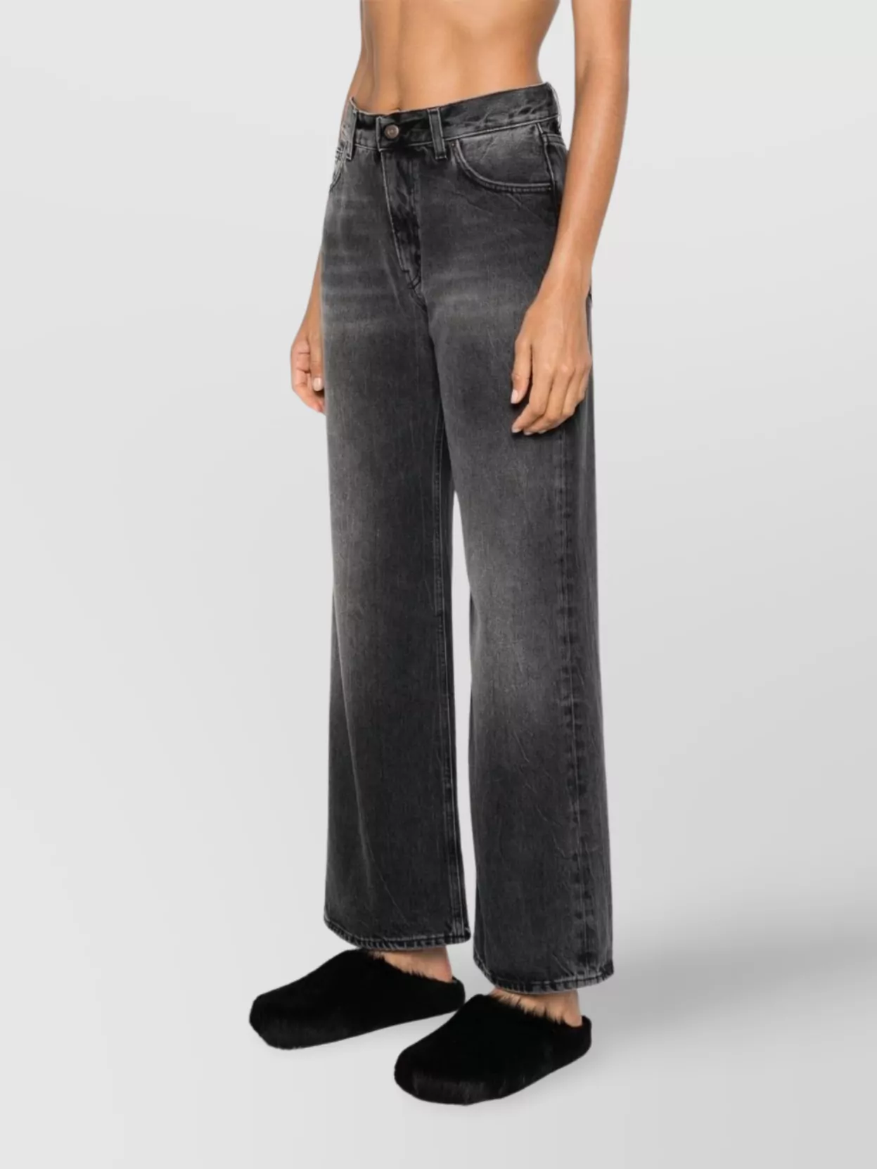 Shop Haikure Wide Leg Faded Denim Trousers