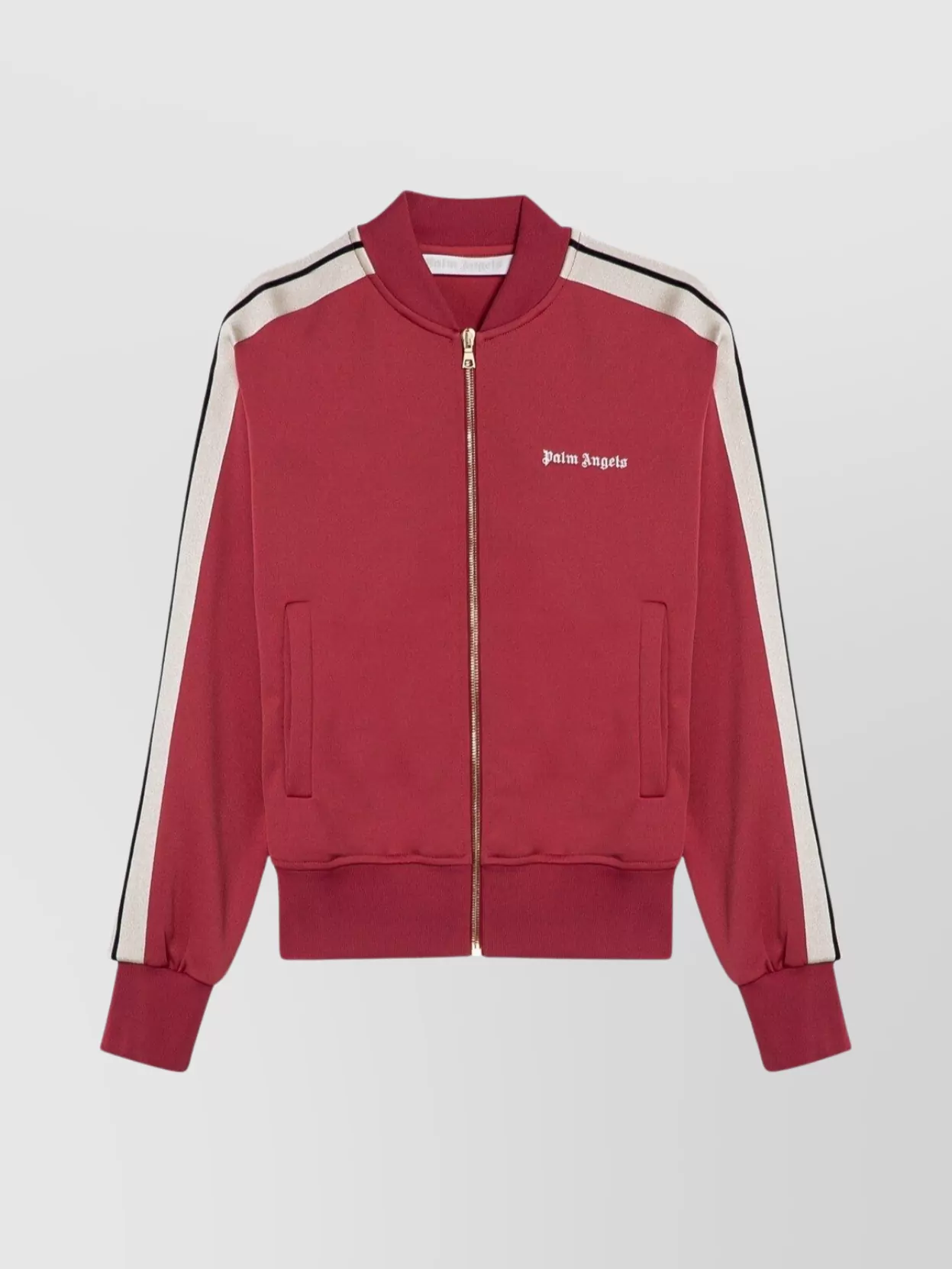 Palm Angels Logo Zip Sweatshirt With Earth Accents In Burgundy
