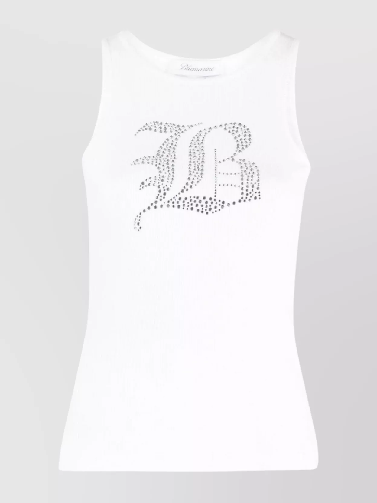 Shop Blumarine Logo Embellished Cotton Tank Top