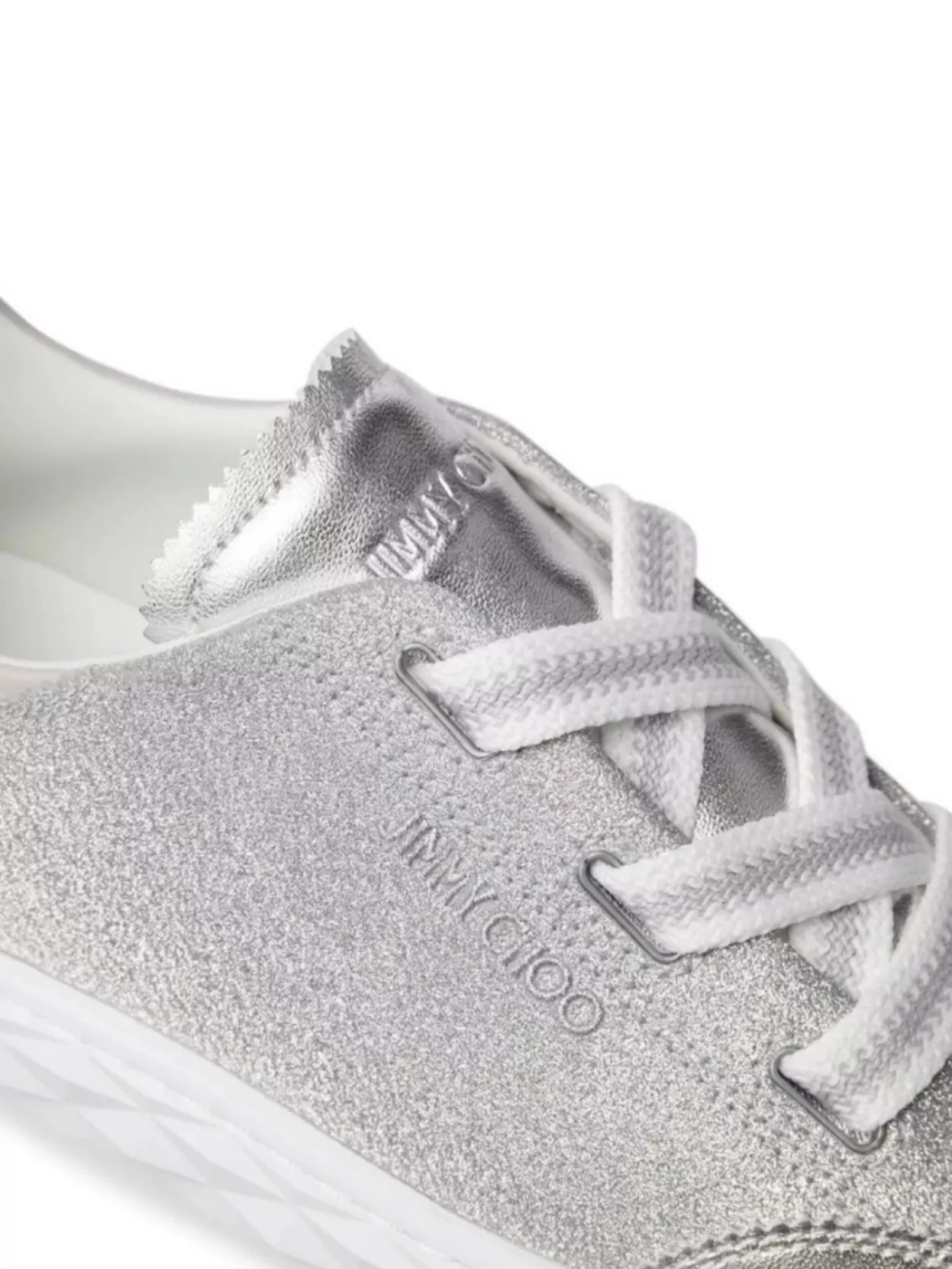 Jimmy Choo Shimmering Leather Sneakers Folding Heel