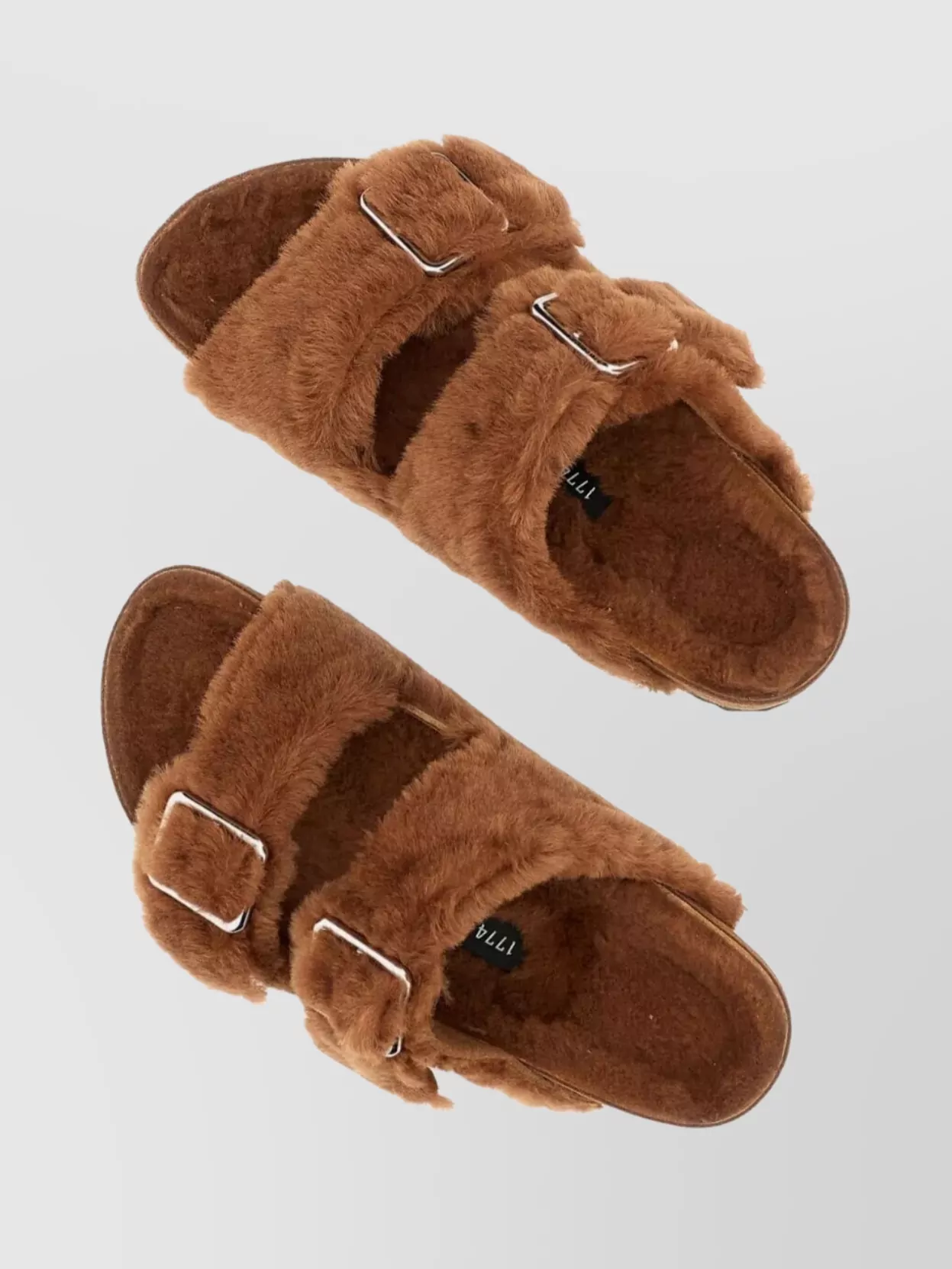 Birkenstock 1774 Soft Faux Fur Flat Sandals In Brown