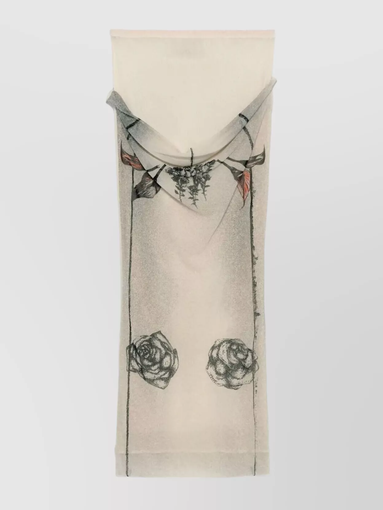 Jean Paul Gaultier Mesh Skirt Double Layer Printed Tattoo Rose & Bird