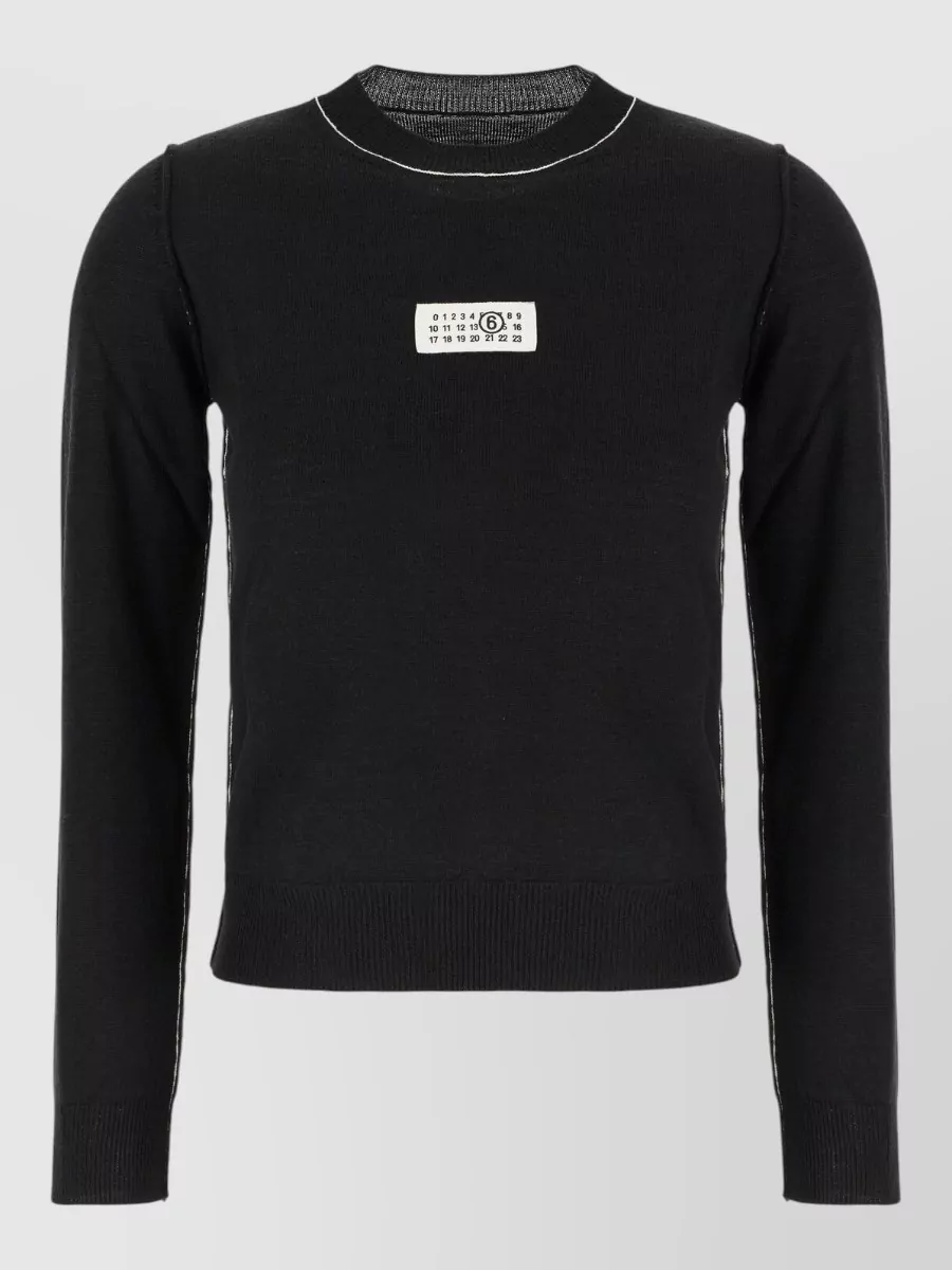 Mm6 Maison Margiela wool blend ribbed crew neck sweatshirt