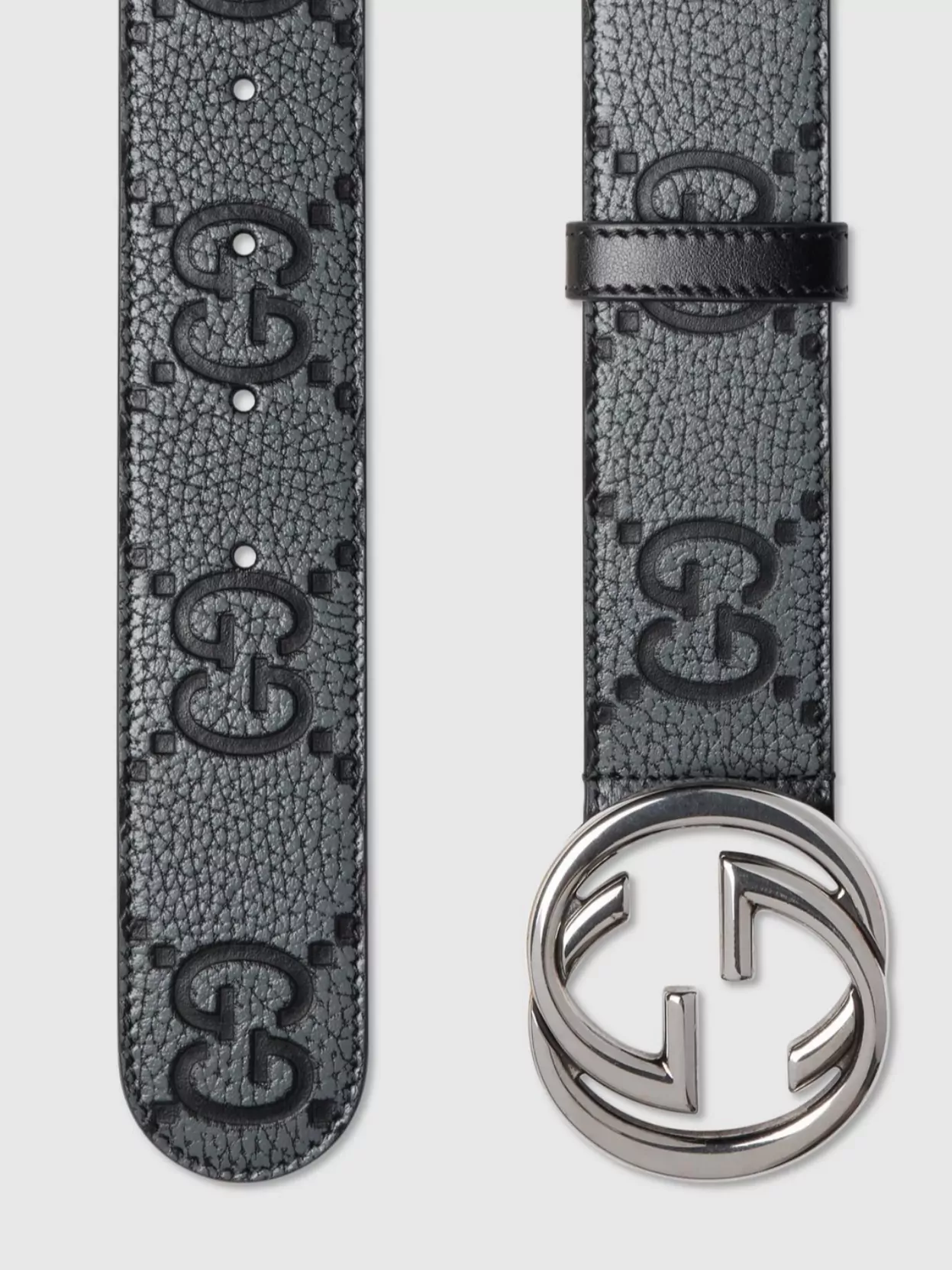 Gucci Gg Monogram Belt With Interlocking G Buckle