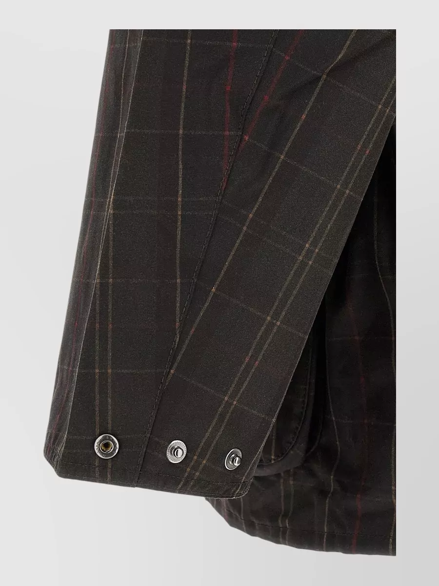 Barbour Waxed Cotton Tartan Single Breasted Coat