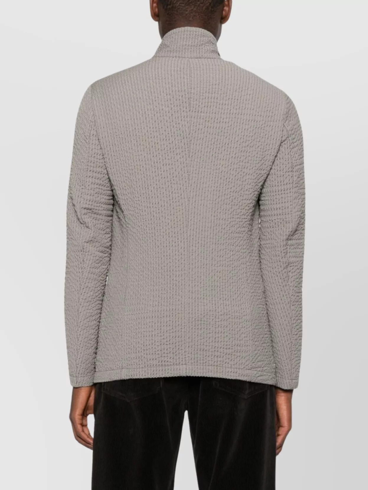 Emporio Armani Virgin Wool Blend Textured Fabric Jacket In Neutral