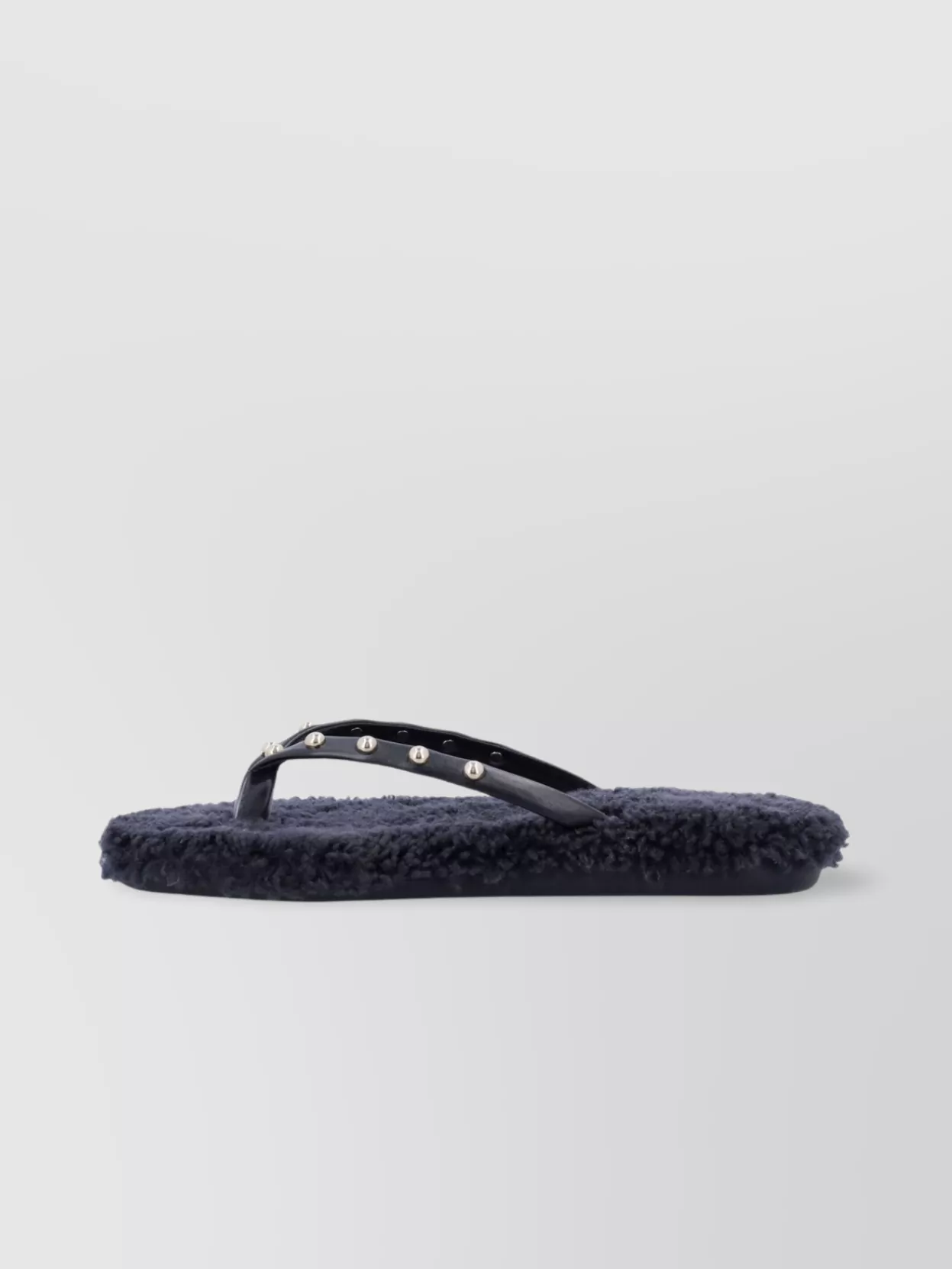 Ancient Greek Sandals Furry Slide Stud Strap Rubber Sole In Blue