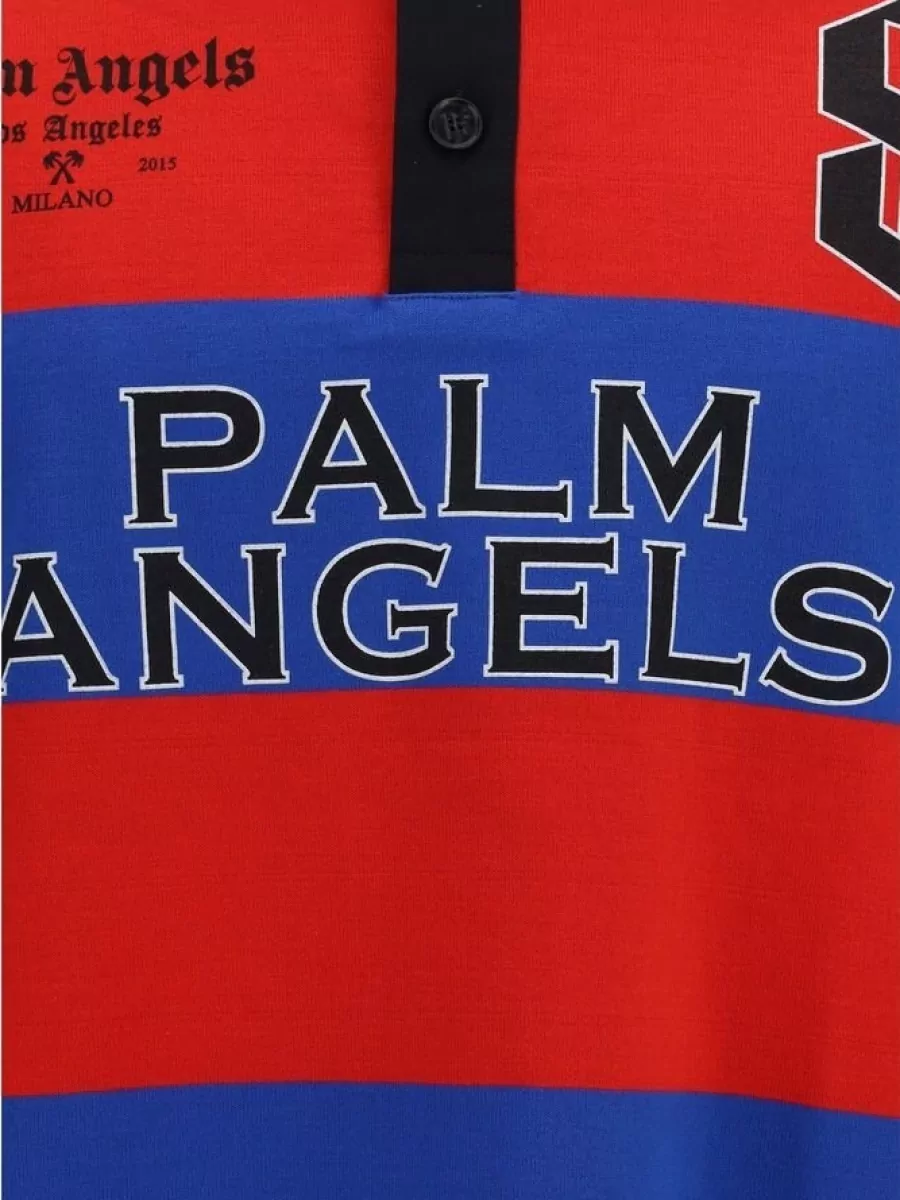 Palm Angels Striped Short-Sleeve Polo Shirt