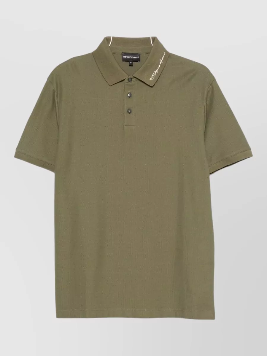 Emporio Armani Cotton Piqué Logo-Embroidered Polo Shirt