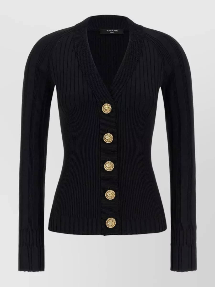 Balmain Ribbed v-neck long-sleeve cardigan