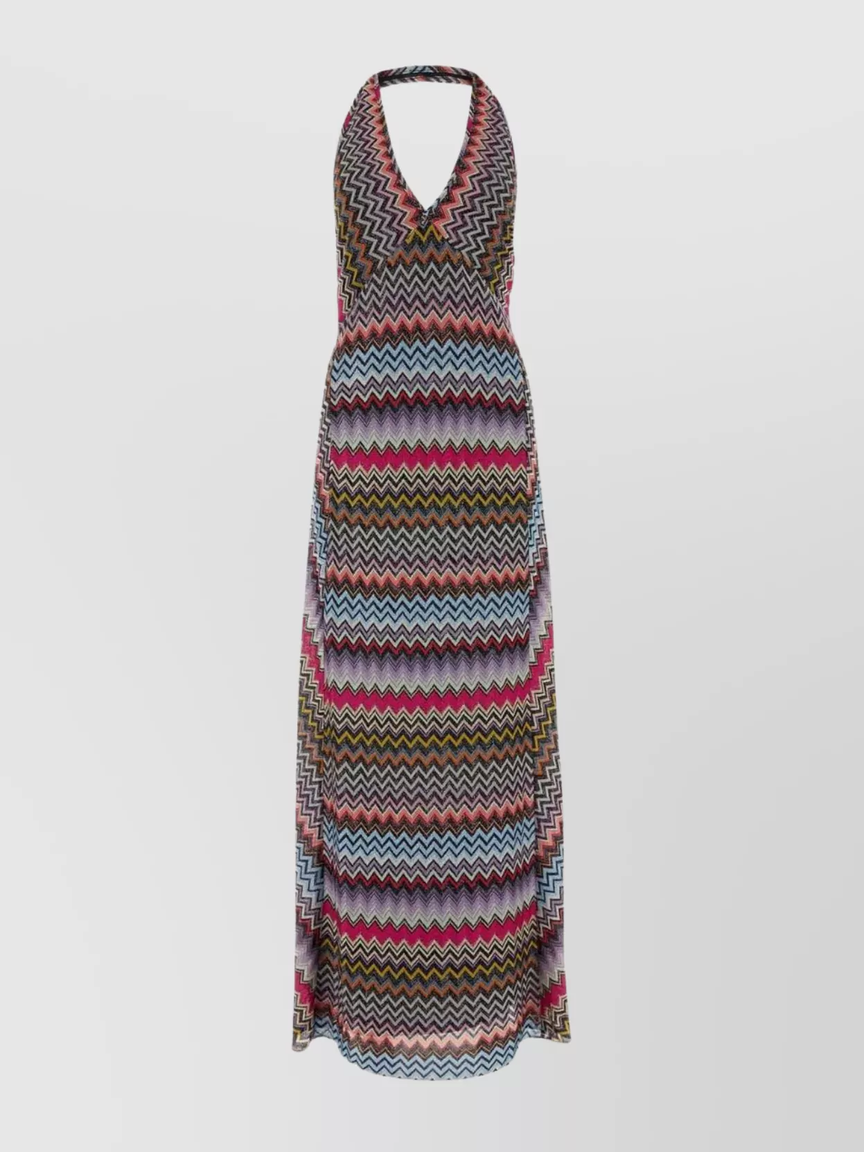 Shop Missoni Halter Neck Floor-length Dress With Chevron Pattern