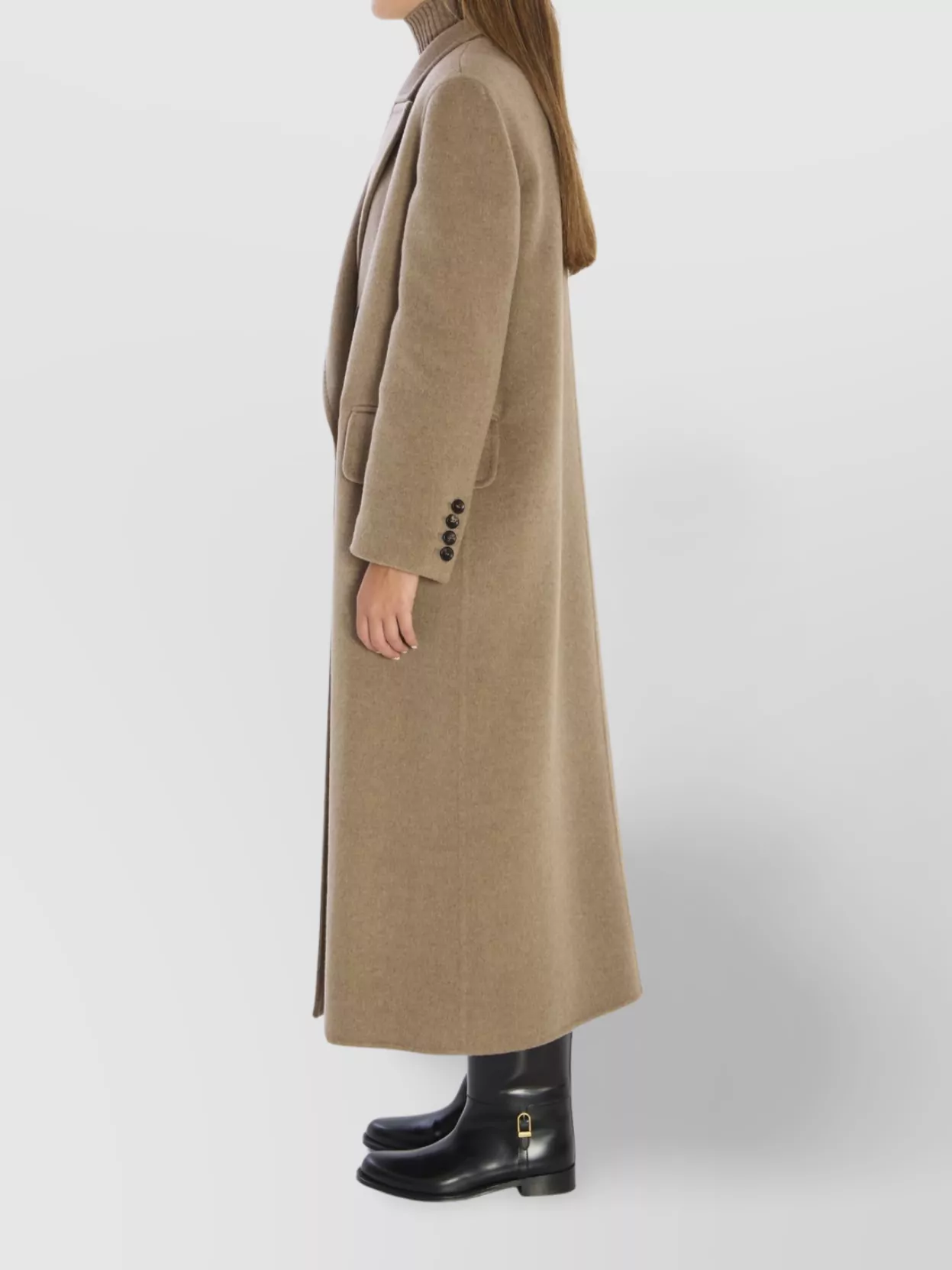 Max Mara Long Cashmere Coat Peaked Lapels