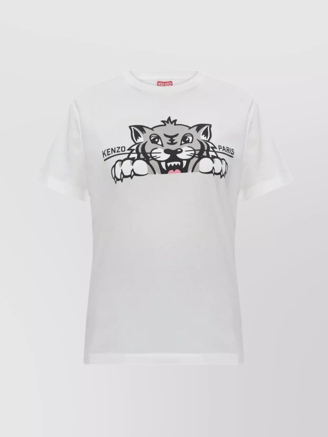 Kenzo Happy Tiger Loose Crew Neck T-shirt In White