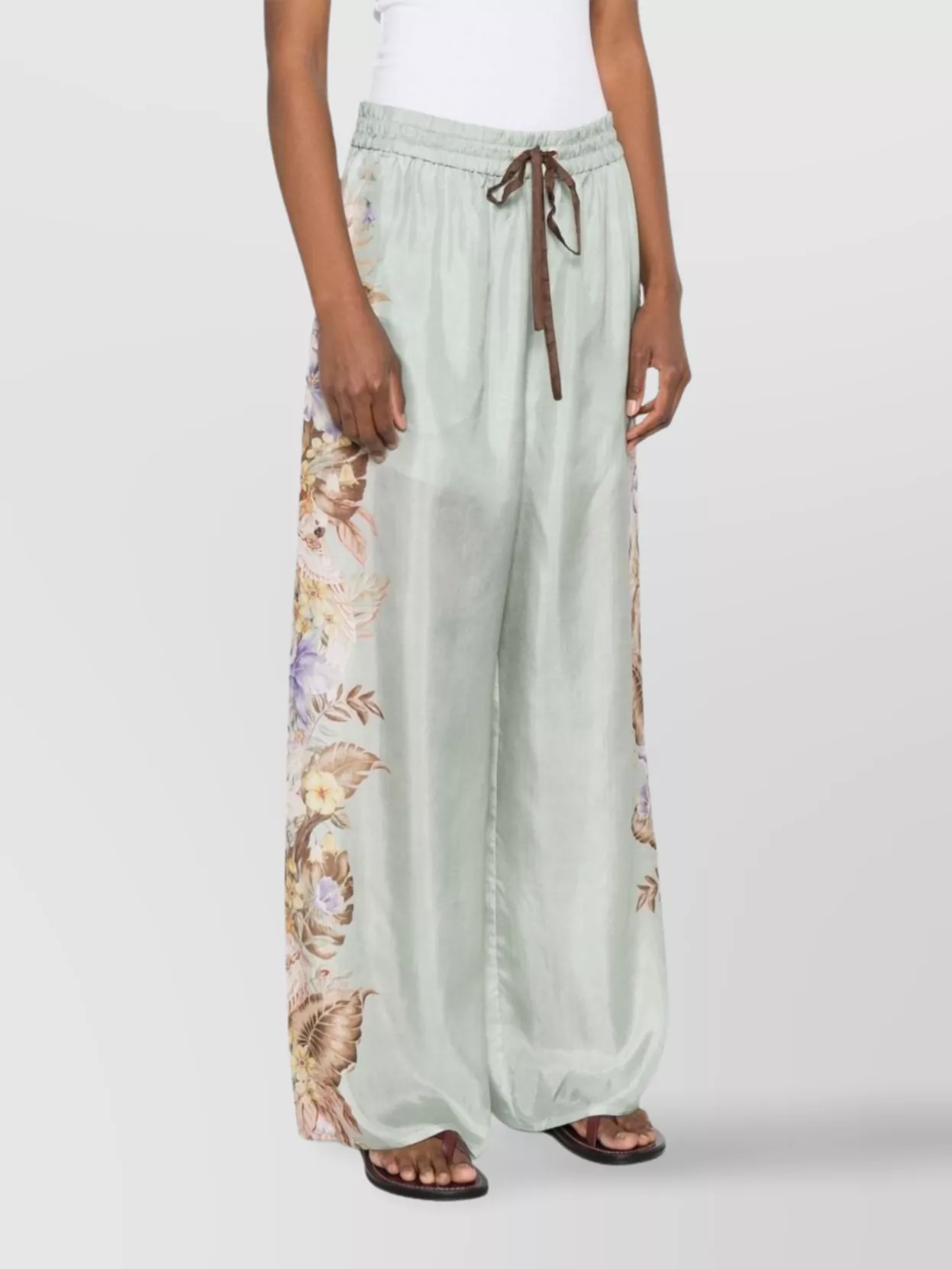 Zimmermann Floral Silk Wide-Leg Trousers