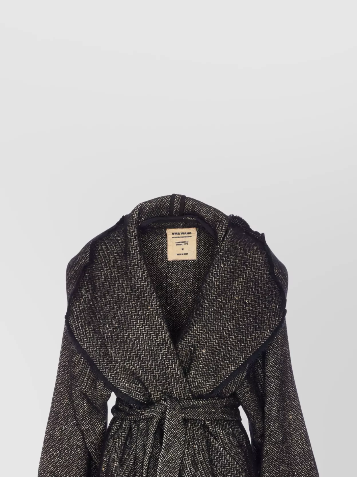 Uma Wang Hooded Coat With Belted Waist And Pockets In Multi